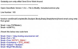 Godaddy.com SMTP send email error - Work Around Godaddy.com SMTP send email error - Work Around