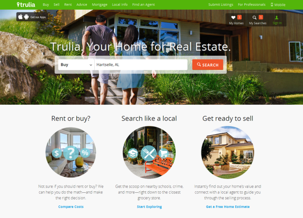 Trulia homepage screenshot