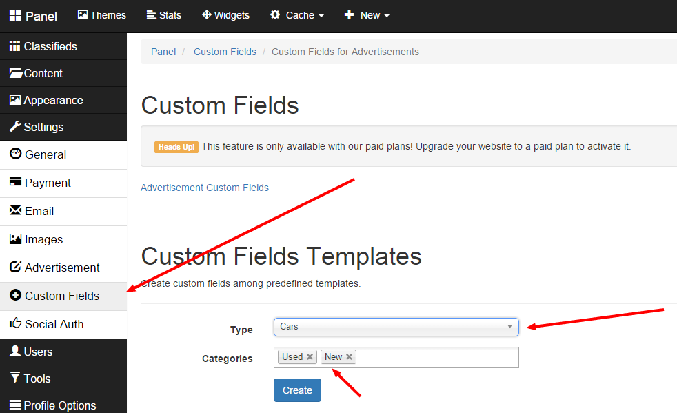 panel custom fields